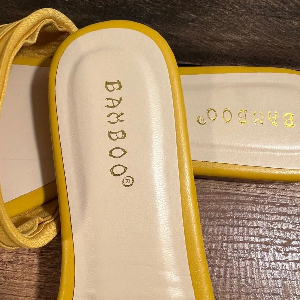 Bamboo Women's Yellow Slide Sandals - Picture 5 of 6